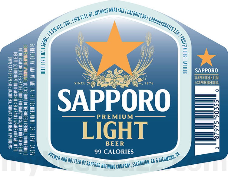 2025 Sapporo Light 12oz Bottles.
