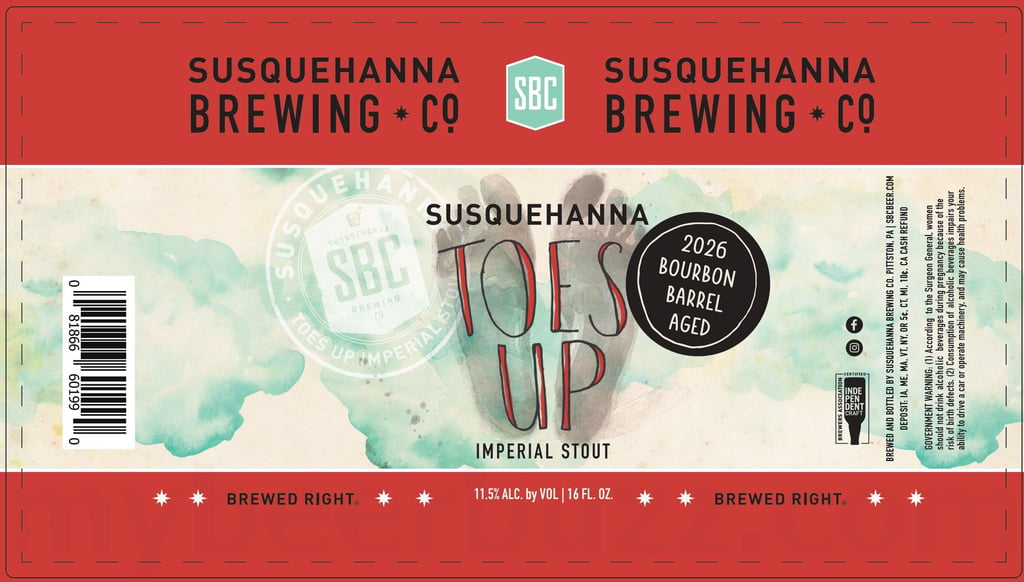 2026 Susquehanna Brewing Bourbon Barrel Aged Toes Up 16-oz Cans