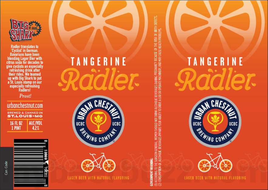 2025 Urban Chestnut Tangerine Radler 16oz Cans.
