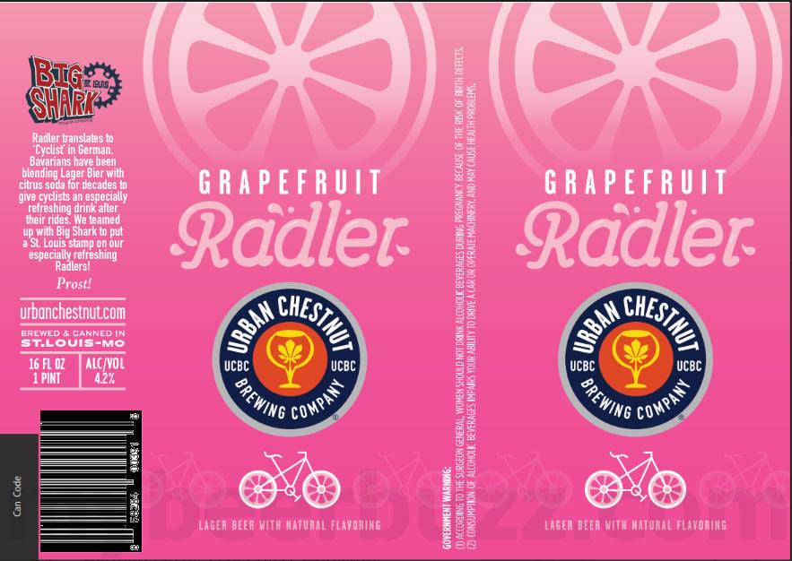 2025 Urban Chestnut Grapefruit Radler 16oz Cans.