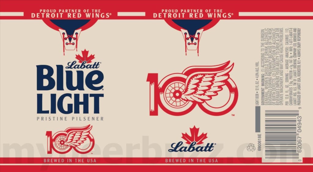 2025 Labatt Blue Light 100th Anniversary Detroit Red Wings Hockey.