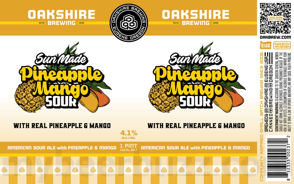 2025 Oakshire Sun Made Pineapple Mango Sour 16oz cans.