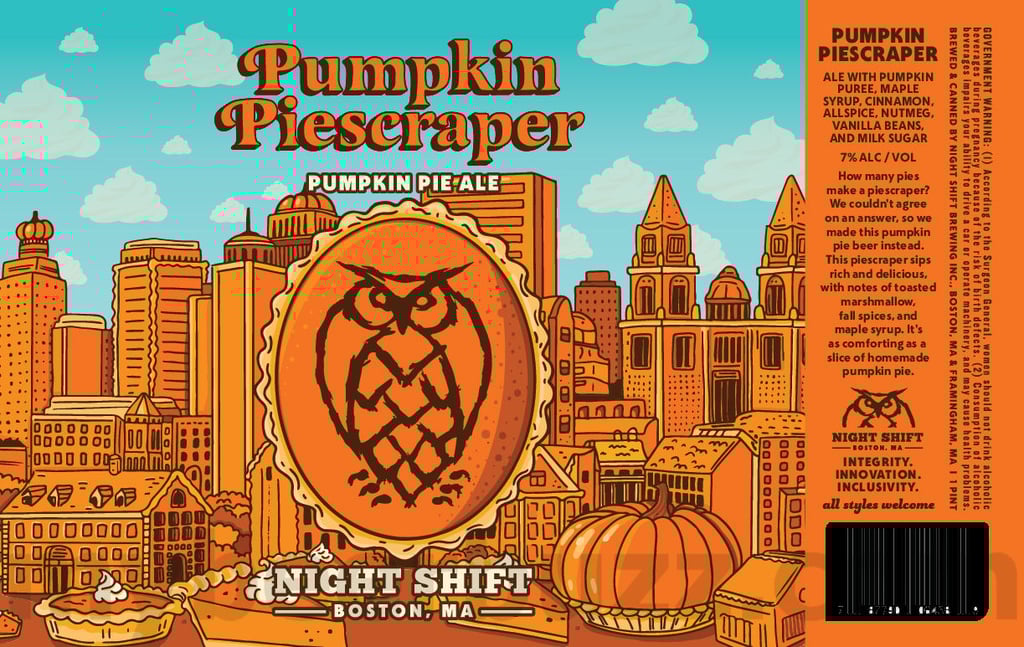 2025 Night Shift Brewing Pumpkin Piescraper 12oz cans