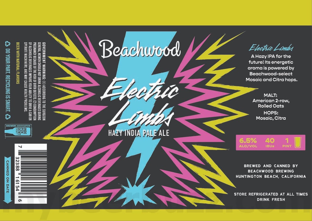 2025 Beachwood Brewing Electric Limbs 16oz Cans.