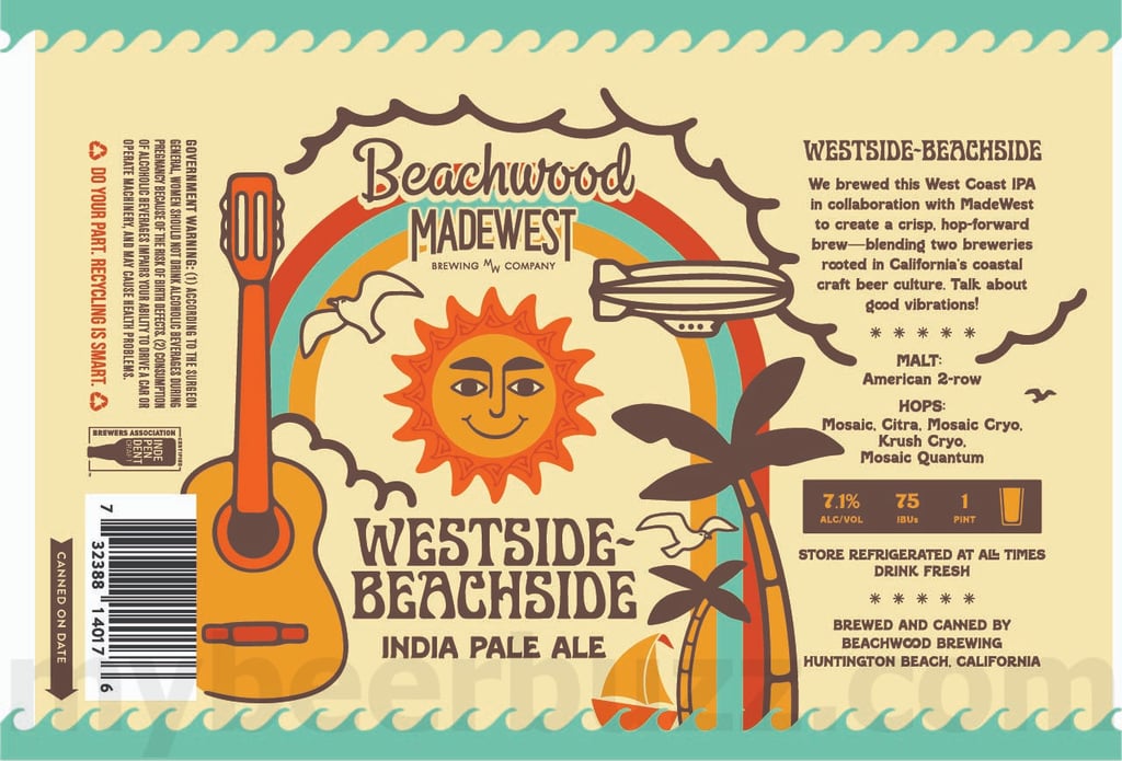 2025 Beachwood Brewing Westside Beachside Madewest Brewing Collaboration 16oz Cans.