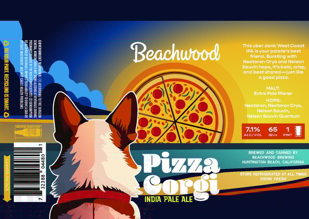 2025 Beachwood Pizza Corgi IPA 16oz Cans