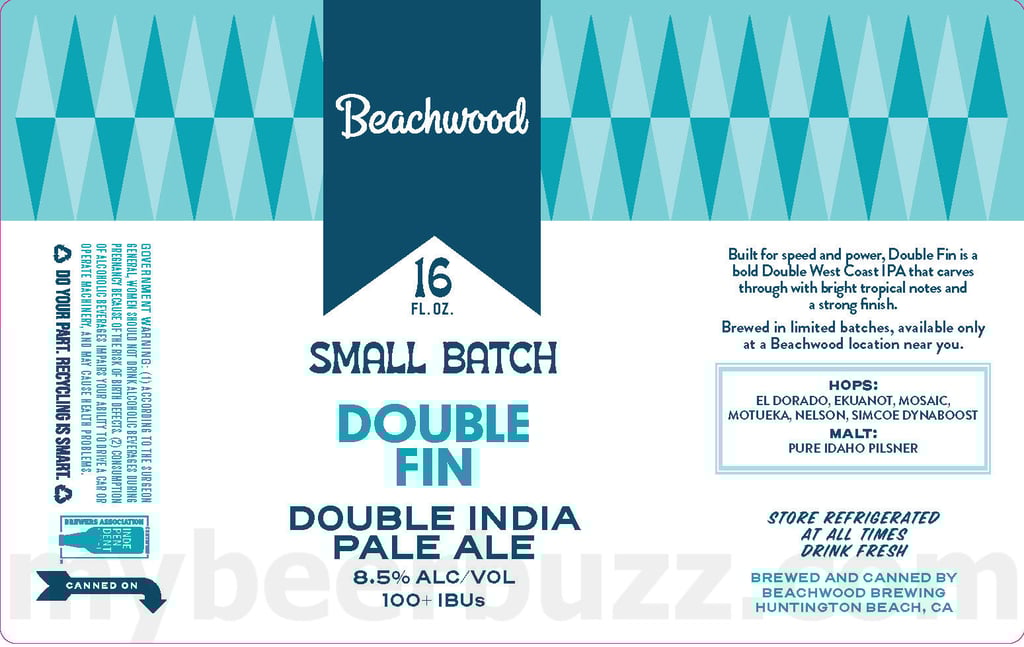 Beachwood Small Batch Double Fin DIPA 16oz Cans