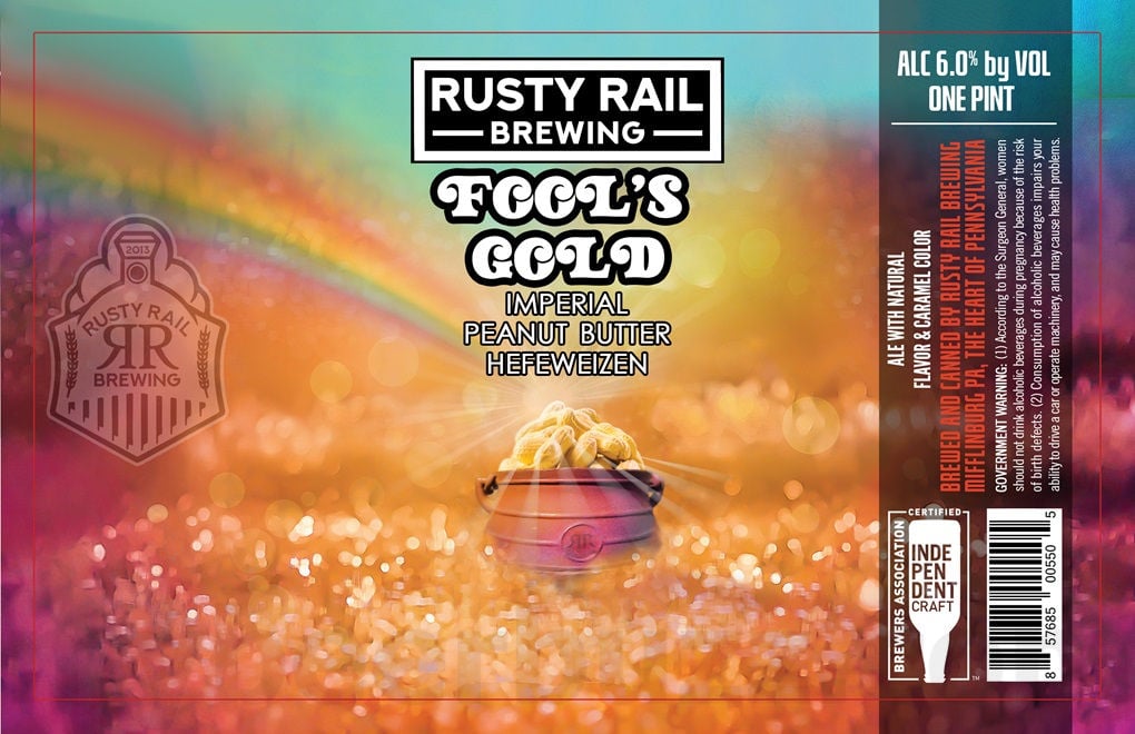 2025 Rusty Rail Brewing Fool's Gold 16oz cans.