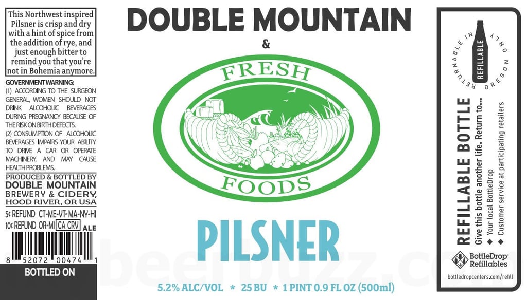 2025 Double Mountain Fresh Foods Pilsner 500ml Bottles