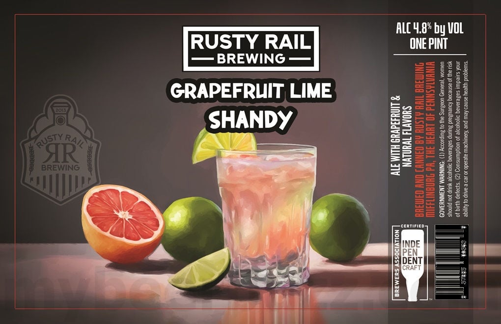 2025 Rusty Rail Brewing Grapefruit Lime Shandy 16oz Cans.