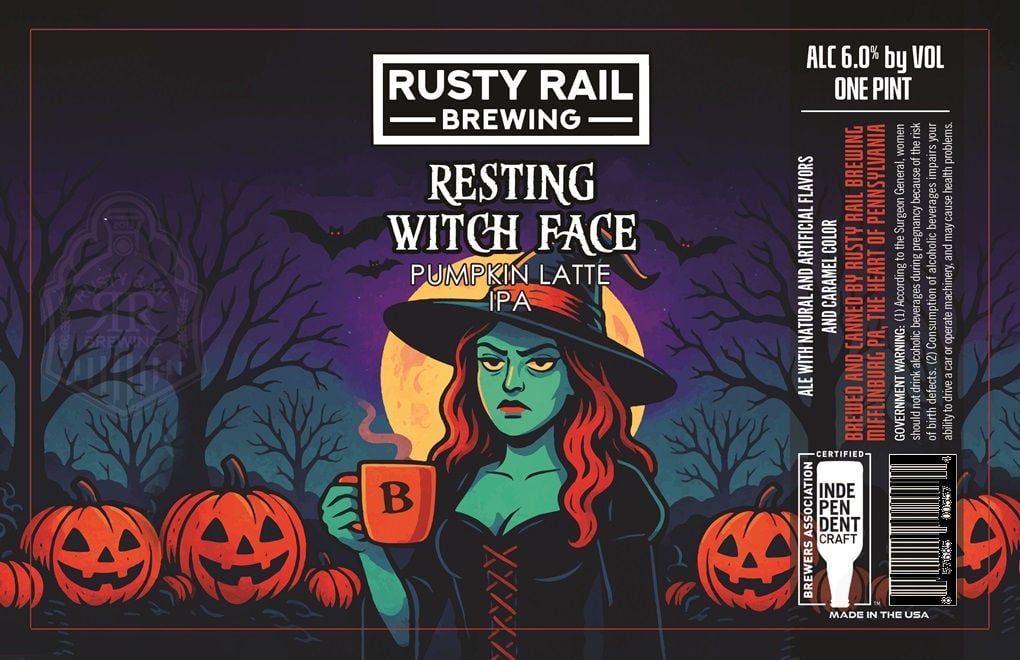 2025 Rusty Rail Resting Witch Face 16-oz Cans