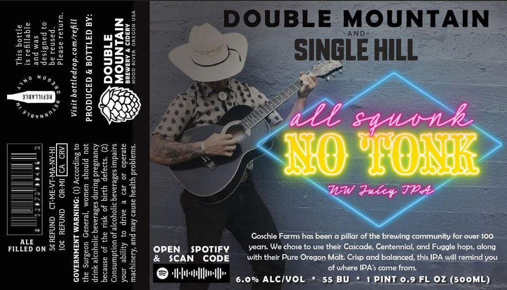 2025 DOuble Mountain All Squonk All Tonk 500ml Bottles.