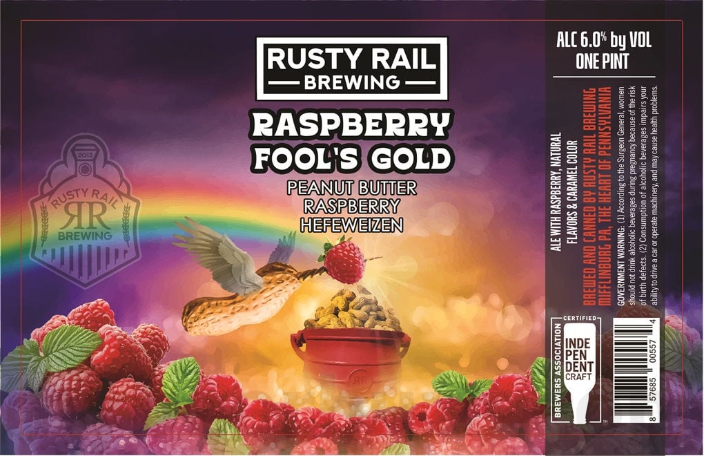 2025 Rusty Rail Raspberry Fool's Gold 16oz Cans.