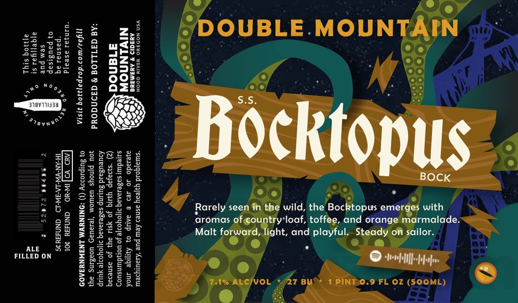 2025 DOuble Mountain S.S. Bocktopus Bock 500ml Bottles.