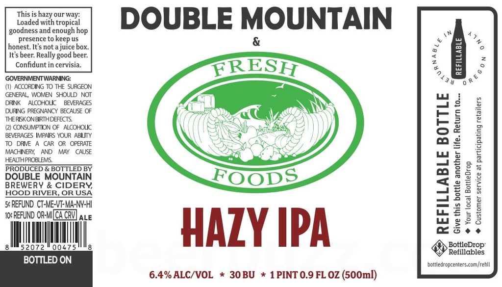 2025 Double Mountain Fresh Foods Hazy IPA 500ml Bottles