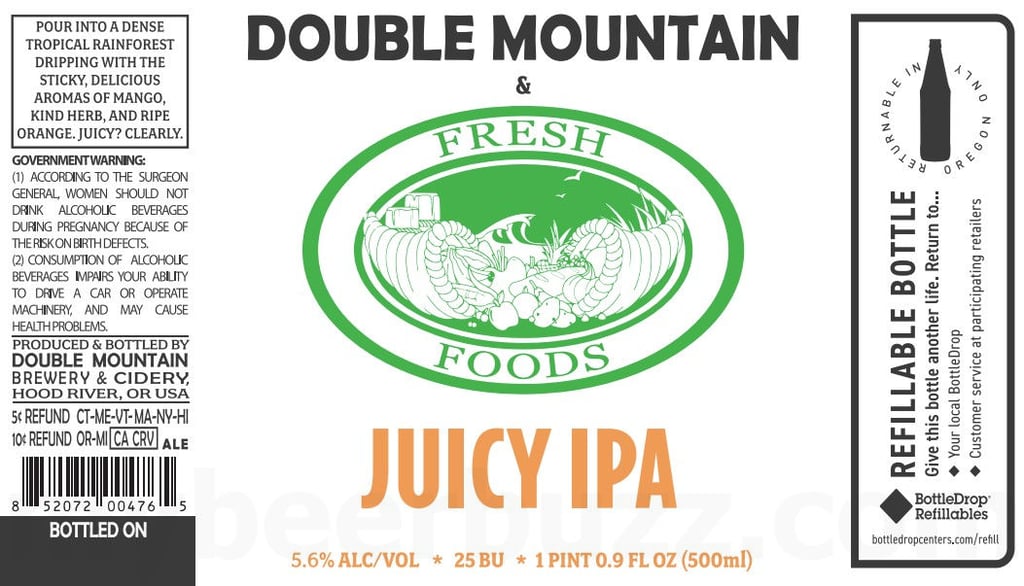 2025 Double Mountain Fresh Foods Juicy IPA 500ml Bottles