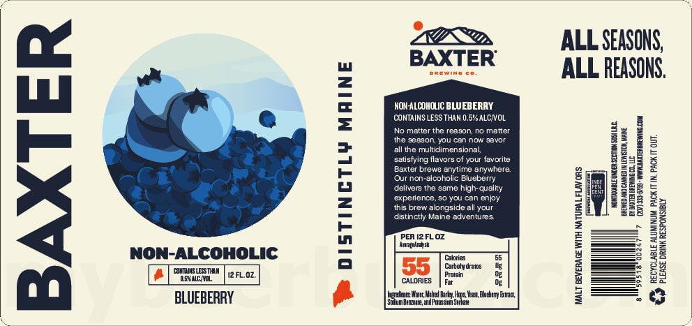 2026 Baxter Brewing Non-Alcoholic Blueberry 12-oz Cans