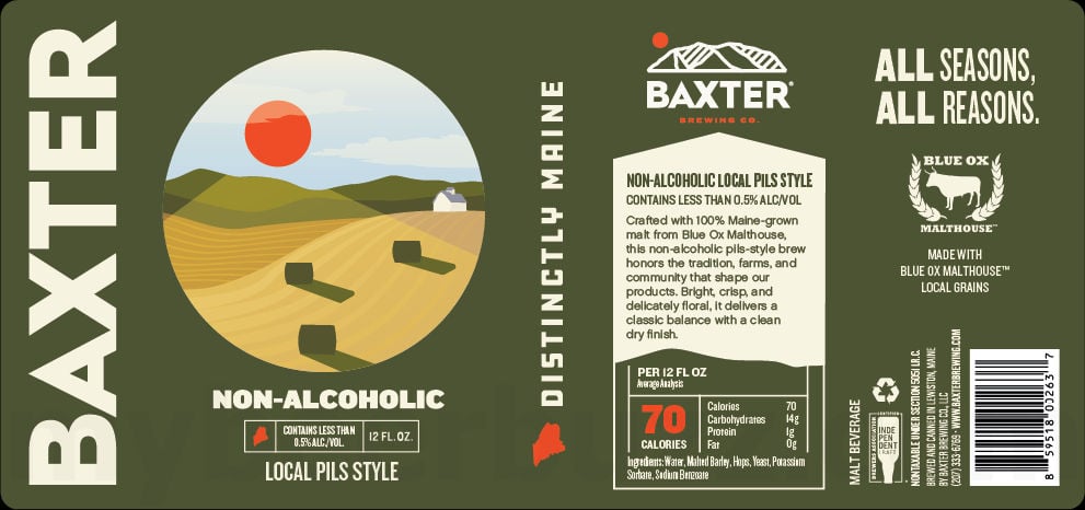 2026 Baxter Non-Alcoholic Local Pils Style 12-oz Cans