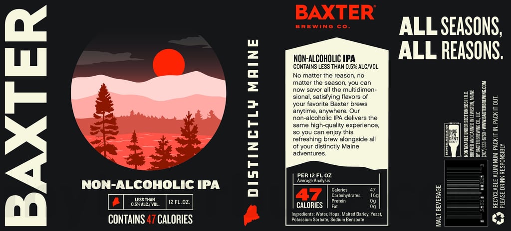 2025 Baxter Non-Alcoholic IPA 12oz cans.