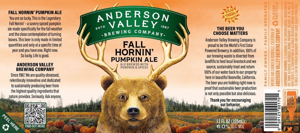 2025 Anderson Valley Fall Hornin' Pumpkin Ale 12oz Cans