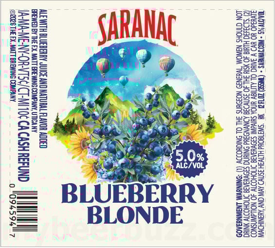 2025 Saranac Blueberry Blonde 12-oz Bottles