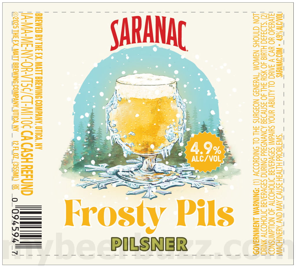 2025 Saranac Frosty Pils 12oz Bottles