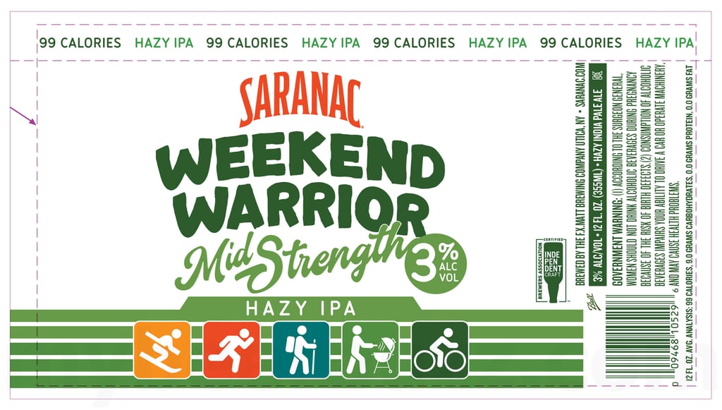 2026 Saranac Weekend Warrior Mid Strength Hazy IPA 12-oz Cans