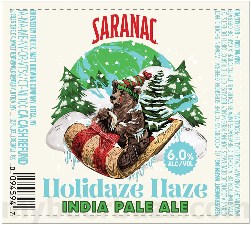 2025 Saranac Holidaze Haze IPA 12oz Bottles