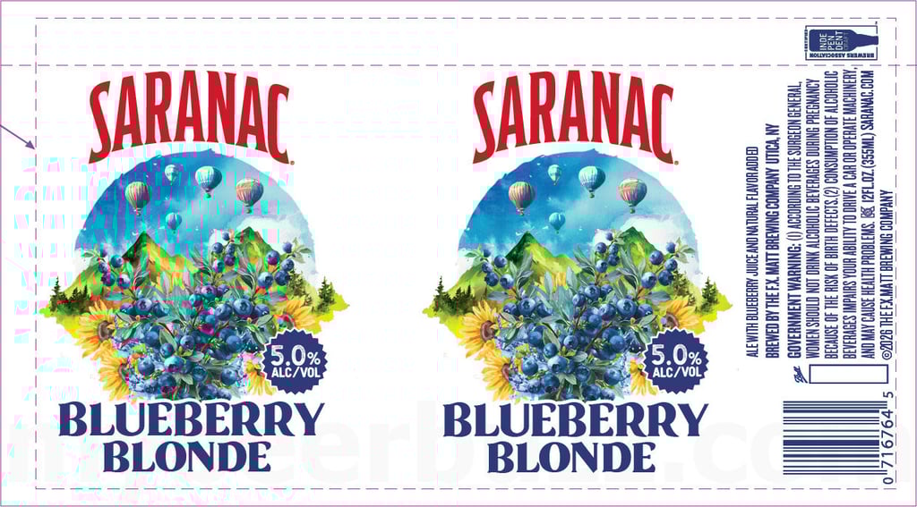 2025 Saranac Blueberry Blonde 12-oz Cans