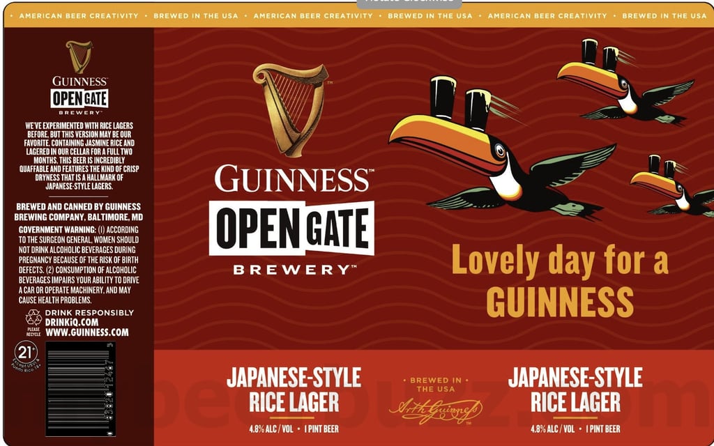 2025 Guinness Open Gate Brewery Japanese-Style Rice Lager 16oz cans.
