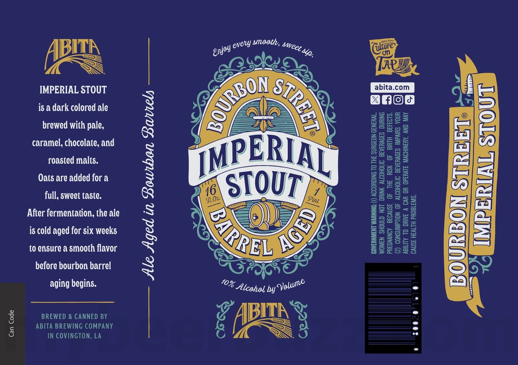2025 Abita Barrel Aged Bourbon Street Imperial STtut 16oz Cans