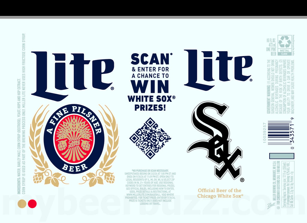 2025 Miller Lite White Sox Cans