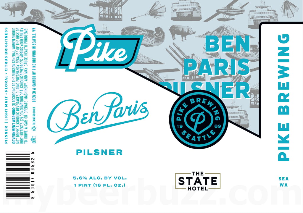 2025 Pike Brewing Ben Paris Pilsner 16-oz Cans