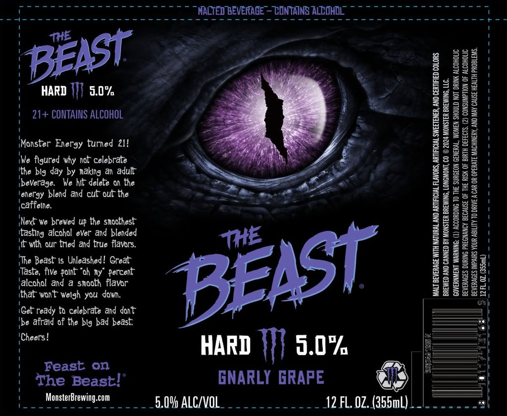 2025 Monster brewing The Beast Gnarly Grape 12-oz Cans