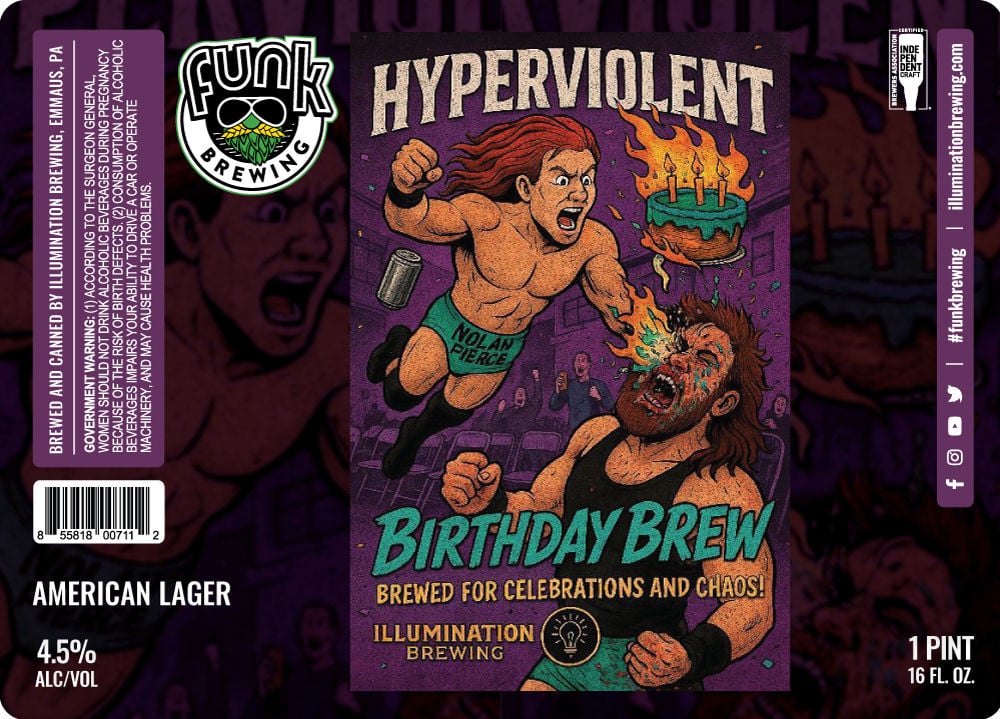2025 Funk Hyperviolent Birthday Brew 16oz Cans.