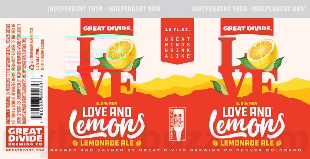 2025 great Divide Love And Lemons 12oz Cans.