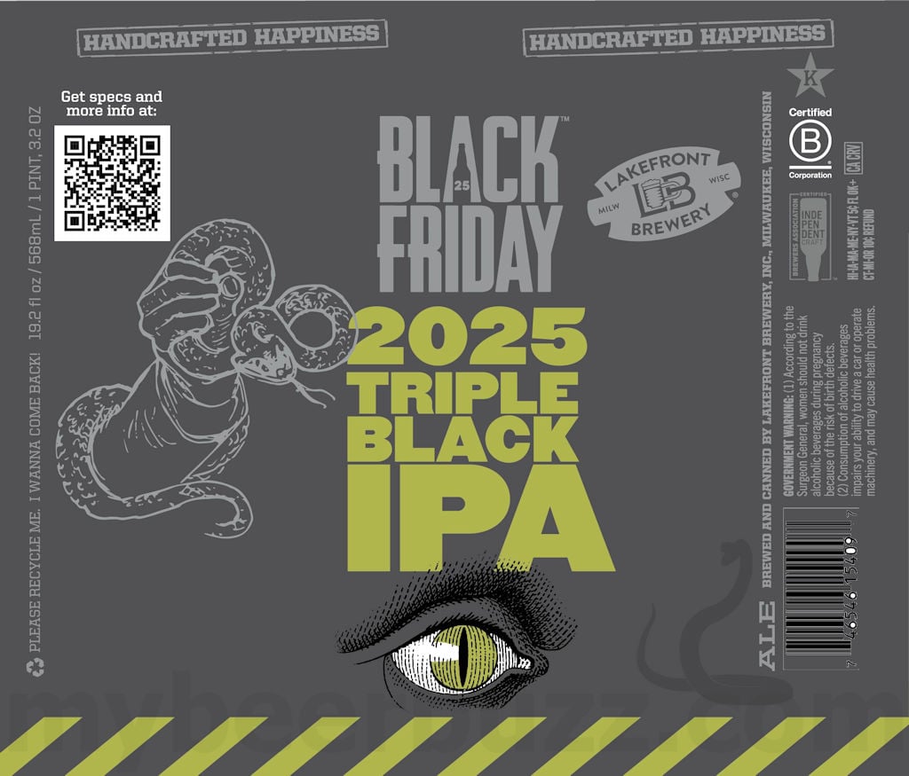 2025 Lakefront Black Friday Triple Black IPA 19.2oz Cans