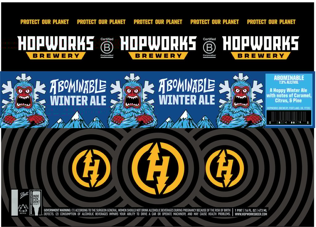 2025 Hopworks Abominable Winter Ale 16-oz Cans