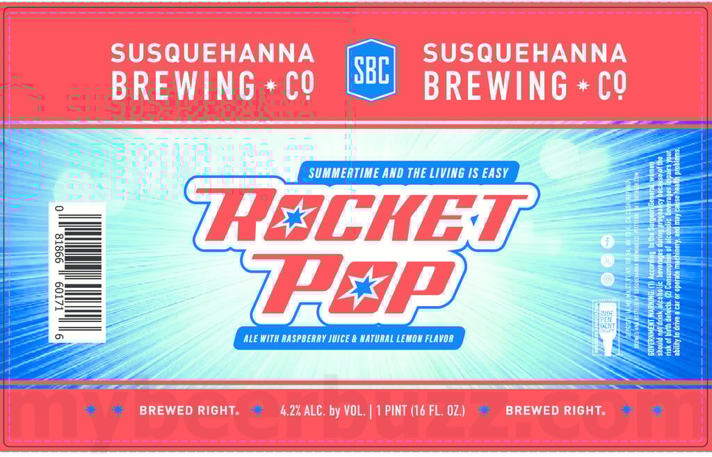 2025 Susquehanna Brewing Rocket Pop 16oz cans