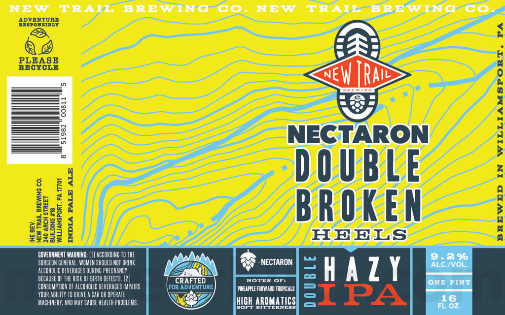 2025 New Trail Brewing Nectaron Double Broken Heels double hazy IPA 16oz cans.