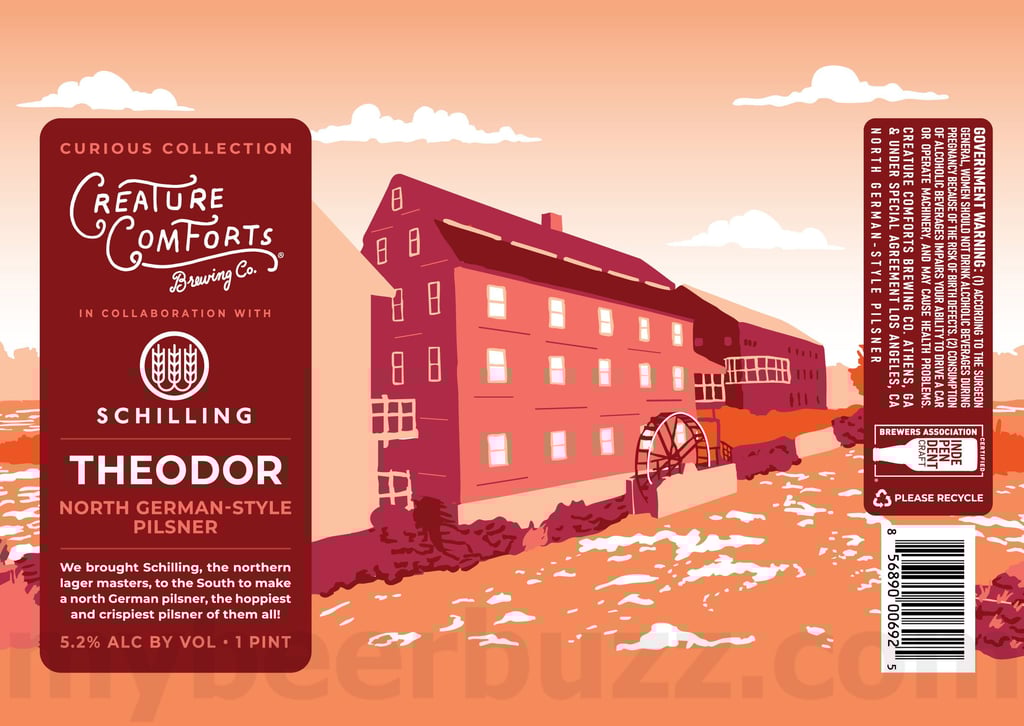 2025 Creature Comforts Beer Theodor Schilling Collaboration North German-Style Pilsner 16oz cans.