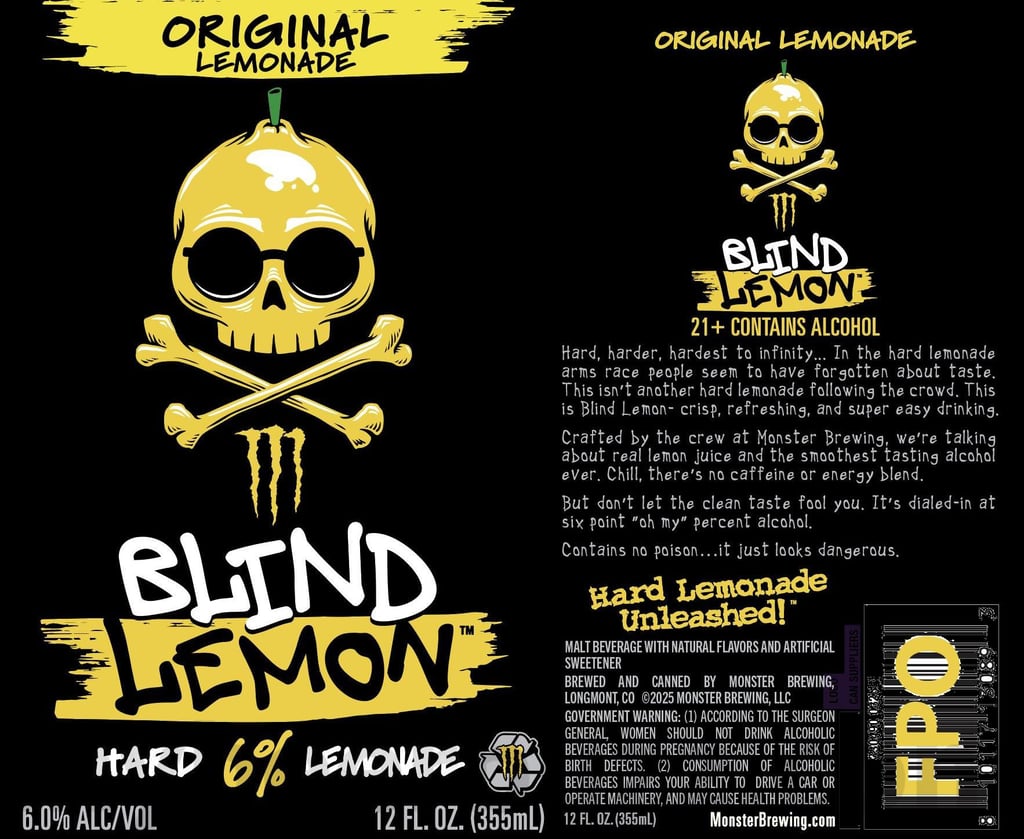 2025 Monster Brewing Blind Lemon Hard Lemonade 12oz cans.