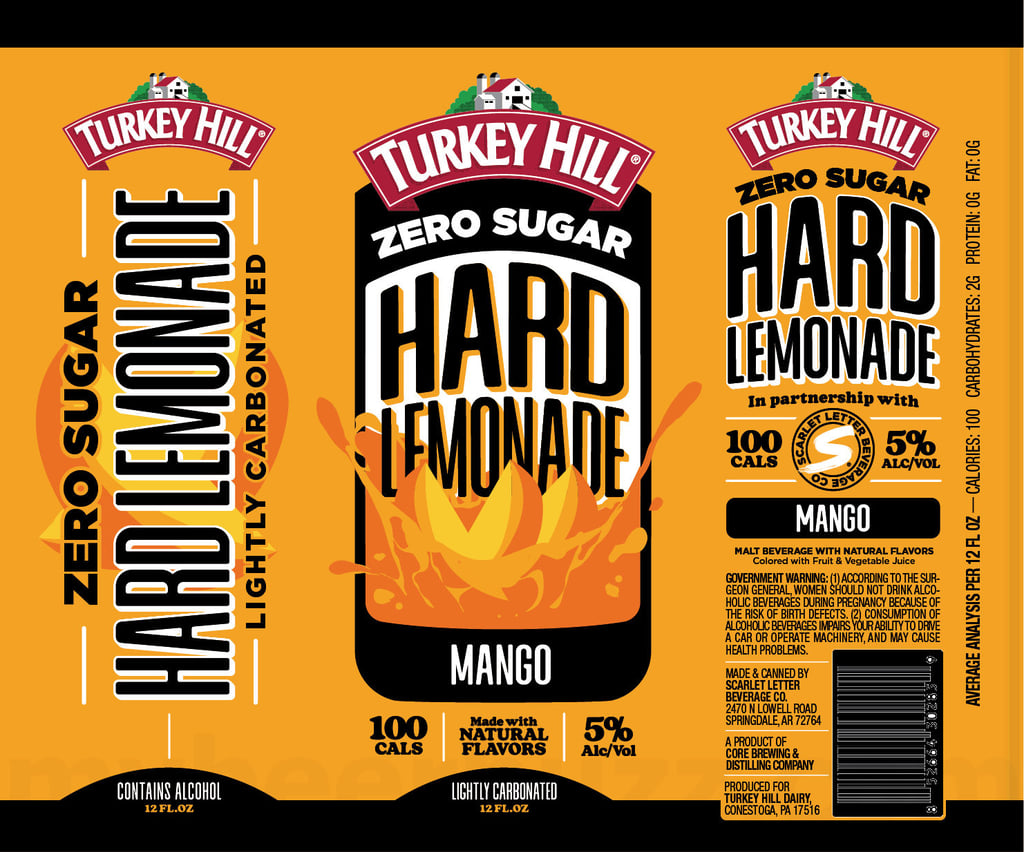 2025 Turkey Hill Zero Sugar Hard Lemonade Mango 12-oz cans