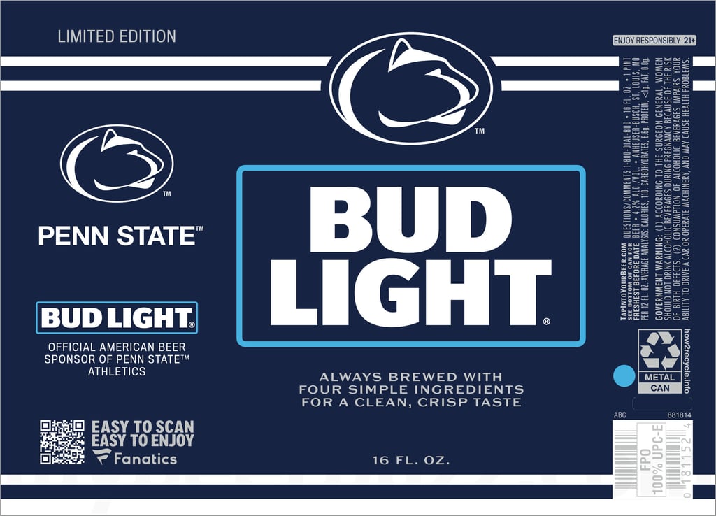 2025 Bud Light Penn State PSU College 16oz Cans
