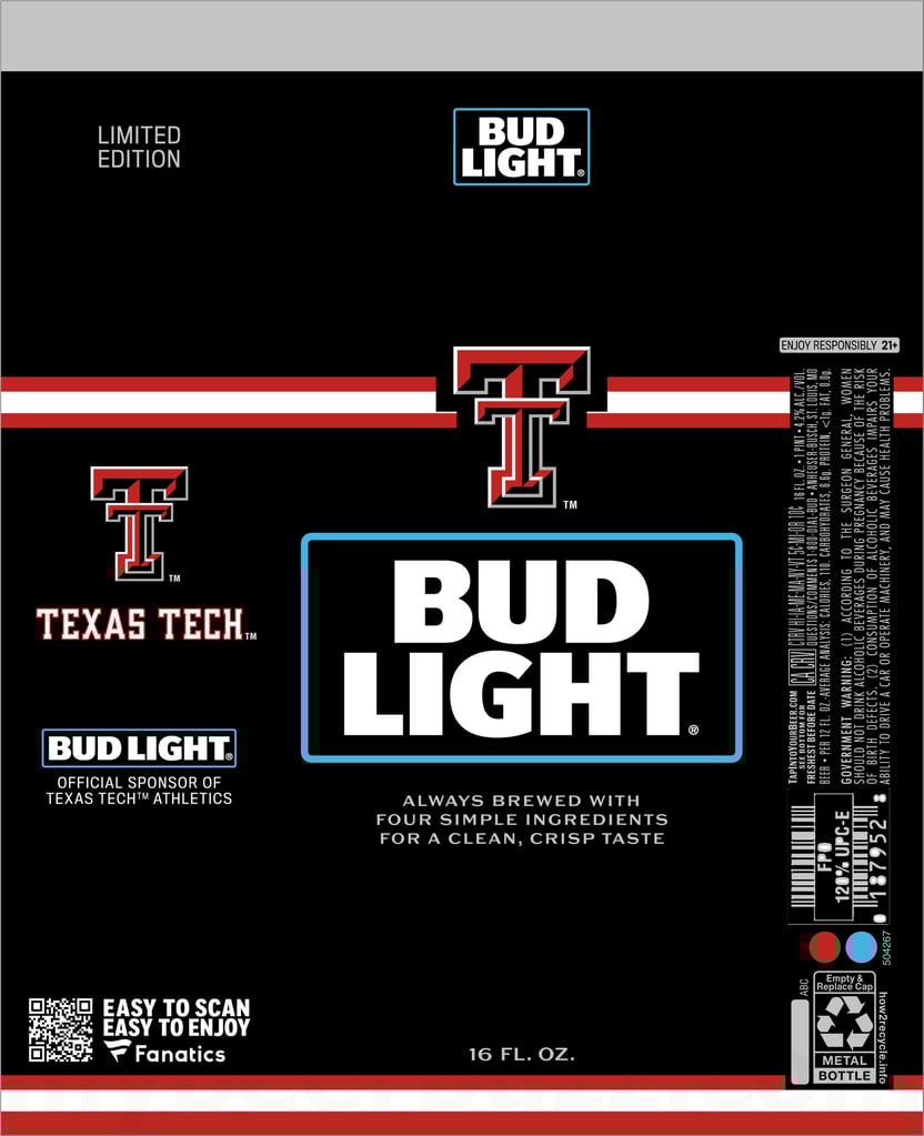 2025 Bud Light Texas Tech 16-oz Cans