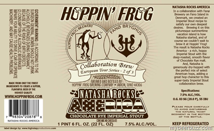 Hoppin’ Frog / Fan0 Bryghus- Natasha Rocks America Coming 11/2