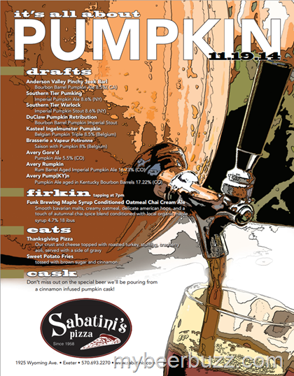 Sabatini’s It’s All About Pumpkin Event 11/19 With Specialty Firkin