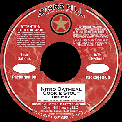 Starr Hill – Nitro Oatmeal Cookie Stout Debut # 2