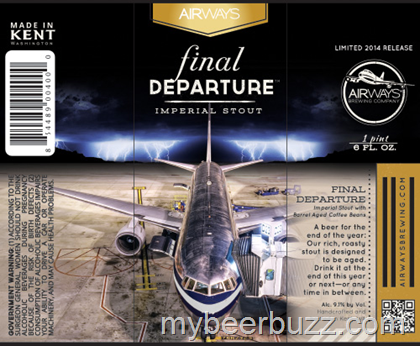 Airways Brewing Limited Edition Final Departure Imperial Stout Coming 12/9