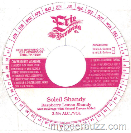 Erie Brewing – Soleil Shandy Raspberry Lemon Shandy